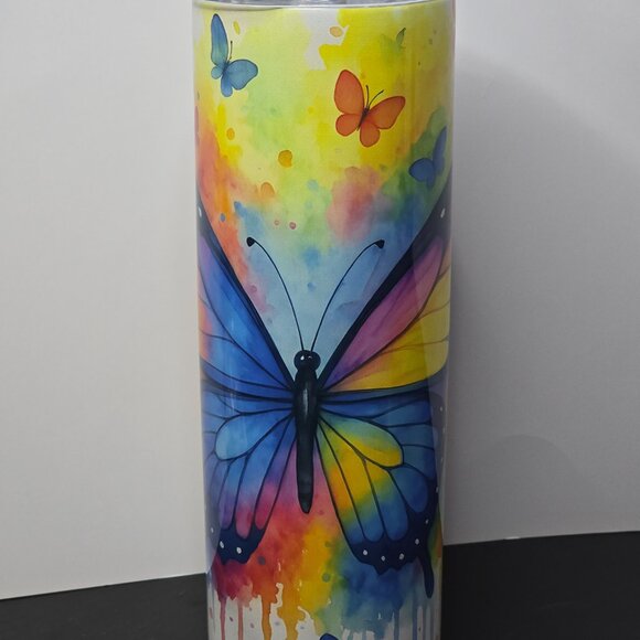 Rainbow Butterflies 20 oz Tumbler - Picture 3 of 4